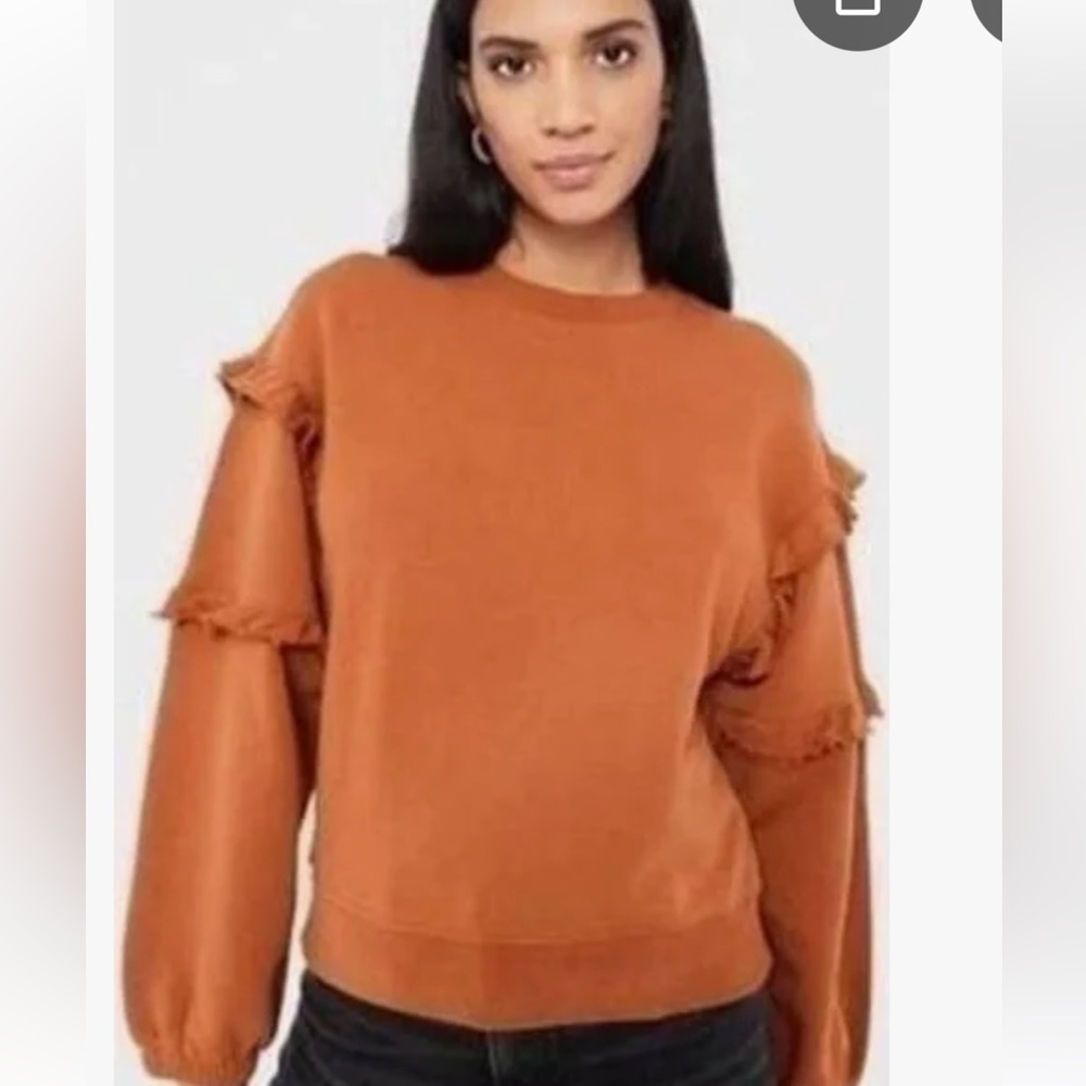Rebecca Minkoff Rust Ruffle Sleeve Top size M